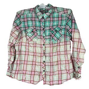 Croft & Barrow Women's XL Plaid Button-Down Shirt 100% Cotton